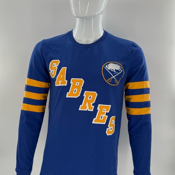 American Needle NHL Sabers T Shirt Long Sleeve Blue Yellow Men’s Size M - Picture 1 of 6